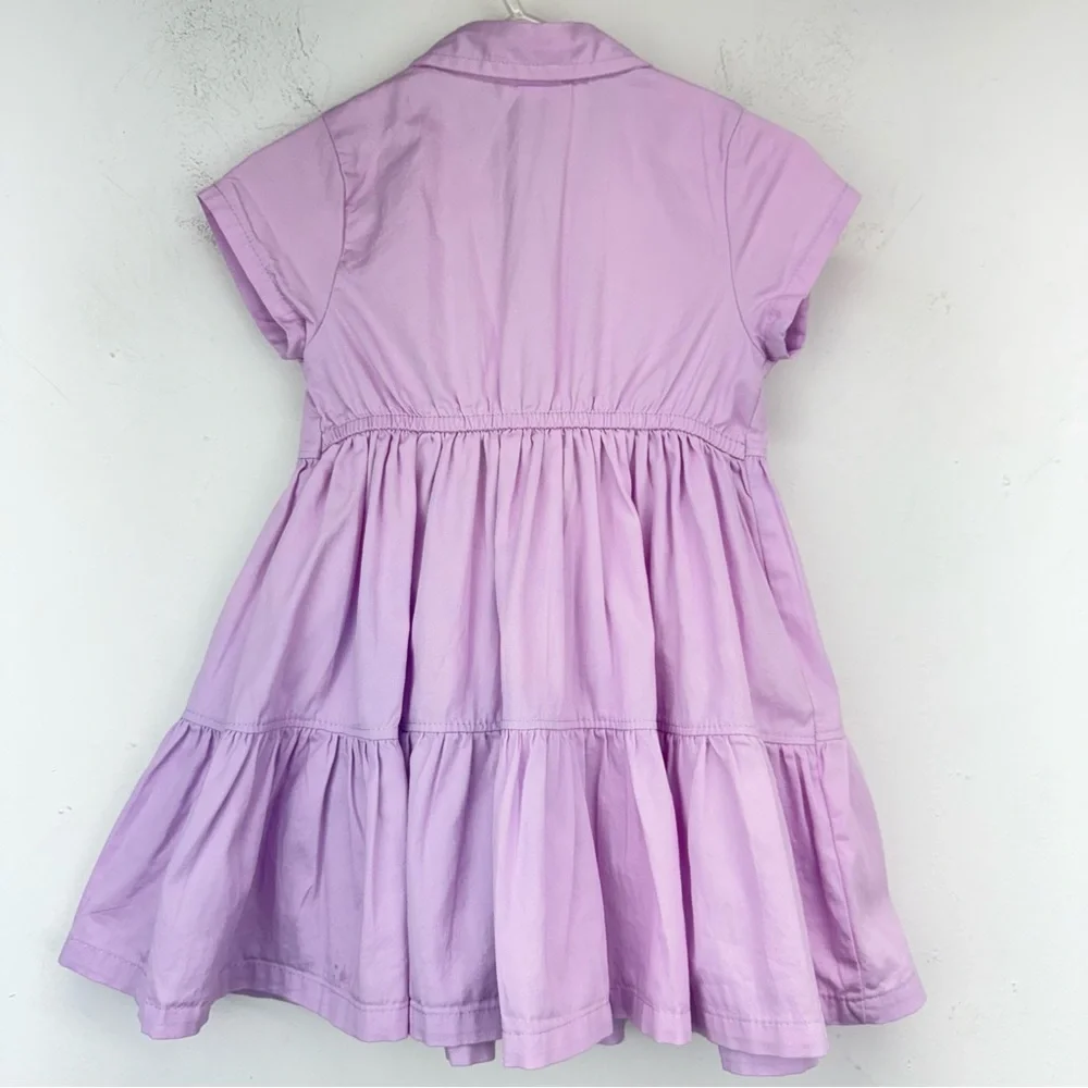 Vince Camuto size 2T Girls Purple Sequin Heart Short Sleeve Button Front Dress
